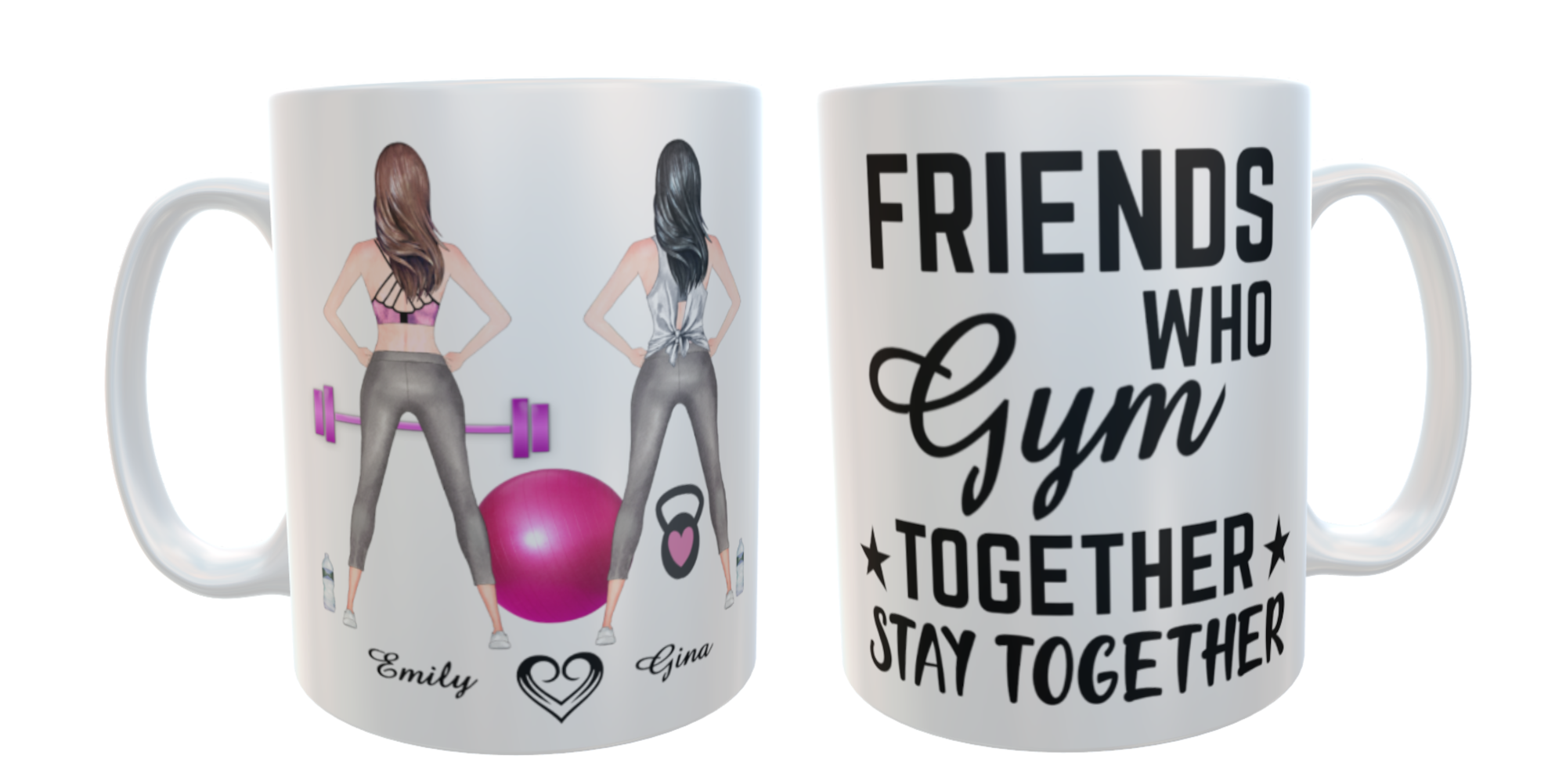 Best Friends Mug, Gym Friends Custom Mug, Personalised Friends - Click Image to Close